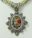 Antique Green & White Micro-Mosaic Necklace