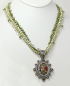 Antique Green & White Micro-Mosaic Necklace