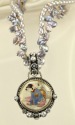 Mars & Valentine Antique Japanese Satsuma Button Pendant Necklace