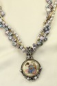 Mars & Valentine Antique Japanese Satsuma Button Pendant Necklace