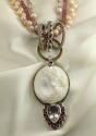 Antique Angel Skin Coral Cameo Necklace