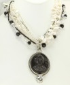 Antique Vulcanite & Whitby Jet Cameo Necklace--ORIGINALLY $1575.00