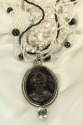 Antique Vulcanite & Whitby Jet Cameo Necklace--ORIGINALLY $1575.00