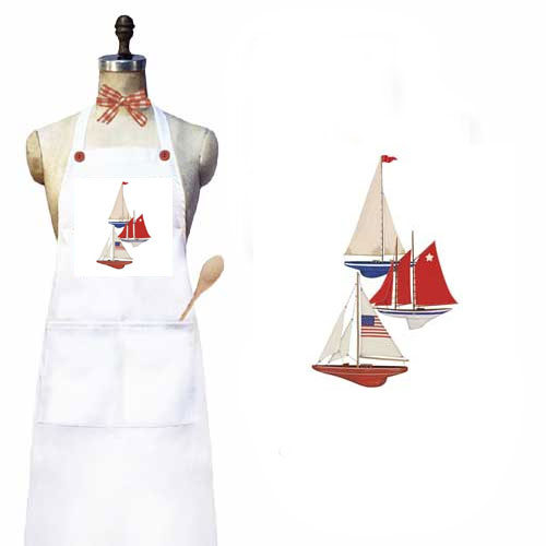 Sailboat Cotton Apron with Pockets