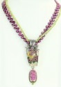 Mars & Valentine Vintage Asian Tile Pendant Necklace