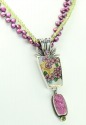 Mars & Valentine Vintage Asian Tile Pendant Necklace