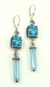 Blue Topaz & Aura Crystal Lever Back Dangle Earrings