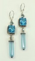 Blue Topaz & Aura Crystal Lever Back Dangle Earrings