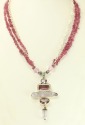 Platinum & Lavender Aura Crystal Pendant Necklace