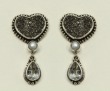Black Drusy Heart Post Dangles 