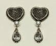 Black Drusy Heart Post Dangles  