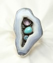 Echo of the Dreamer Blue Agate Ring with Gem Center