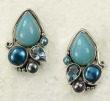 Large Blue Cluster Post Earrings