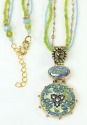 Green & Blue Czech Glass Pendant Necklace