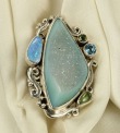 Blue Drusy Gem Swirl Ring