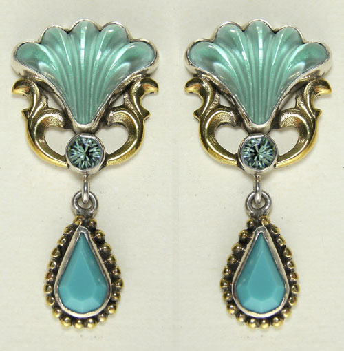 Mars & Valentine Blue and Green Vintage Glass Post Earrings