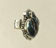 Large Blue Green Freeform Pearl Ring with Blue Topaz