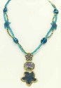 Dark Blue Sea Glass Pendant Necklace