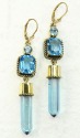 Blue Topaz & Aura Crystal Lever Back Earrings