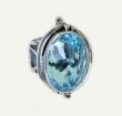 Echo of the Dreamer Faceted Blue Topaz Statement Ring