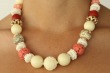 Scrimshaw, Carved Cinnabar, Coral, & Bone Necklace
