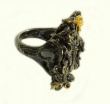 Czech Glass Button Ring with Gemstones--COORDINATING EARRINGS