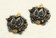 Czech Glass Button Ring with Gemstones--COORDINATING EARRINGS