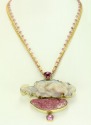 Carved Opal & Cobalto Calcite Pendant