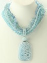 Carved Aquamarine Pendant Necklace