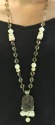 Carved Bone & Horn Long Pendant Necklace