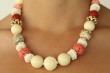 Scrimshaw,Carved Cinnabar, Coral & Bone Stretch Bracelet