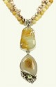 Echo of the Dreamer Carved Jade Necklace with Honey Opal  & Pearl Stranding