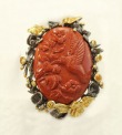 Carved Jasper Bird Ring with Vermeil