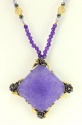 Carved Purple Quartz Pendant Necklace