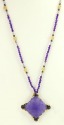 Carved Purple Quartz Pendant Necklace