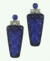 Lapis & Carved Quartz Clip Earrings