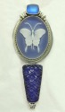 Lapis & Carved Quartz Clip Earrings