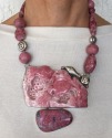 Amy Kahn Russell Asymmetrical Carved Rhodonite Fish Statement Necklace