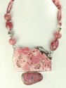 Amy Kahn Russell Asymmetrical Carved Rhodonite Fish Statement Necklace