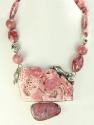 Carved Rhodonite Fish Statement Necklace