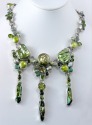 Cascading Green Pearl Gem Cluster Collar