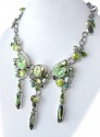 Cascading Green Pearl Gem Cluster Collar