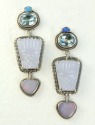 Opal & Carved Chalcedony Post Dangle Earrings