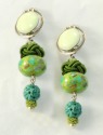  Turquoise & Lemon Chrysoprase Post Dangle Earrings