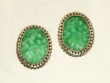 Vintage Glass & Chrysoprase Post Dangle Earrings