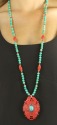 Hand Carved Long Cinnabar Necklace