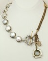 Antique Compass Necklace with Large Double-Sided Coin Pearls
