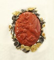 Copper Cuff with Carved Jasper Bird Medallion
