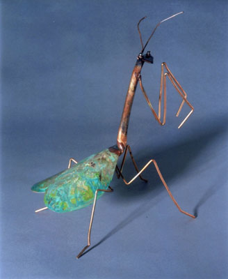 Large Copper Praying Mantis on Stake