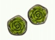 1" Diameter Carved Green Coral Post Earrings